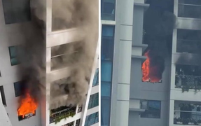 Cháy chung cư Goldmark City ở Hà Nội, cư dân ôm con nhỏ tháo chạy