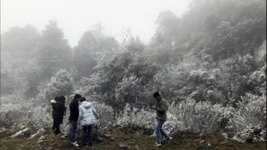 Video: Người dân đổ xô lên đỉnh Fansipan chờ ngắm băng tuyết