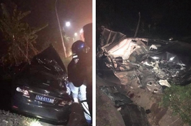 Danh tính 4 người trên xe biển xanh tông vào xe container ở Quảng Ninh