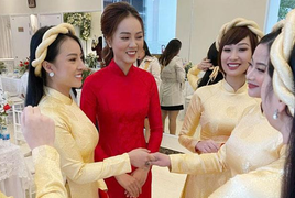 Cô dâu của NSND Công Lý rạng rỡ trong lễ ăn hỏi