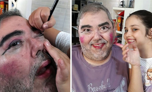 Cười đau bụng xem các ông bố bị con gái lôi ra trang điểm lòe loẹt