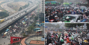 Hà Nội: Đường Phạm Hùng ùn tắc khắp lối, giao thông hỗn loạn từ sáng đến trưa