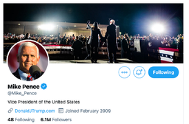 Phó Tổng thống Pence đổi bìa Twitter sau cuộc bạo loạn