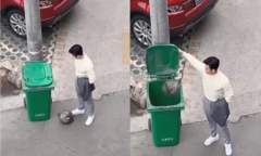 Chàng trai lịch lãm vứt rác mãi không xong