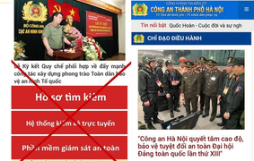 Phát hiện trang web giả mạo cổng thông tin điện tử của Công an TP Hà Nội