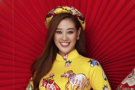Hoa hậu Nguyễn Trần Khánh Vân rực rỡ diện áo dài Tết