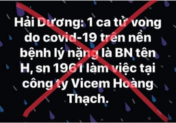 Hải Dương bác thông tin bệnh nhân 60 tuổi mắc COVID-19 thiệt mạng