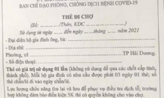 TP Hải Dương phát thẻ đi chợ 3 ngày/lần trong thời gian cách ly xã hội
