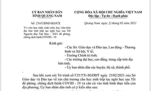 Quảng Nam xuất hiện văn bản giả cho học sinh nghỉ học 