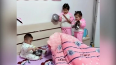 Clip: Ông bố ngủ nướng bị đàn con gõ bát đánh thức