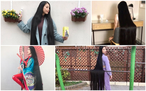Cô gái Nhật nổi tiếng nhờ mái tóc dài 2 mét