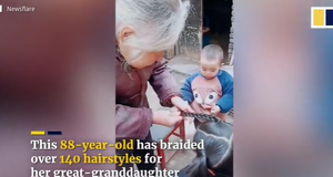 Cụ bà 88 tuổi tết hơn 140 kiểu tóc tuyệt đẹp cho chắt gái