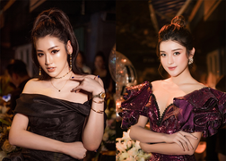 Á hậu Tú Anh khoe vai trần gợi cảm, đọ vẻ quyến rũ với Á hậu Huyền My