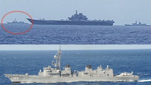 Chiến hạm Nhật Bản áp sát tàu sân bay Trung Quốc