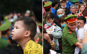 Ảnh: Trẻ em mệt nhoài, người lớn nghẹt thở chen chân tại lễ hội Đền Hùng