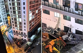 Giàn điều hoà khổng lồ ở chung cư Hà Nội đổ sập xuống sân chơi trẻ em