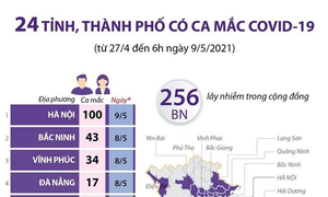 24 tỉnh, thành phố có ca mắc COVID-19 trong cộng đồng liên quan 5 ổ dịch