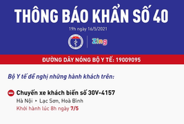Khẩn: Bộ Y tế tìm người trên chuyến xe từ Hà Nội đến Lạc Sơn, Hòa Bình