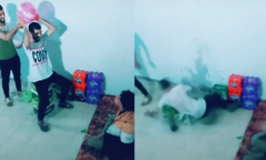 Thanh niên ướt sũng khi định chơi khăm người khác