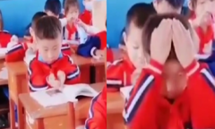Clip: Cậu bé múc chữ bỏ vào đầu trước giờ kiểm tra