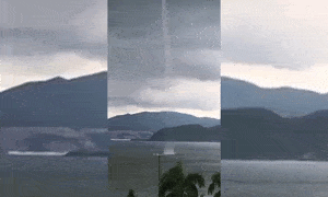 Video: Xuất hiện cùng lúc 3 vòi rồng trên vùng biển Nha Trang