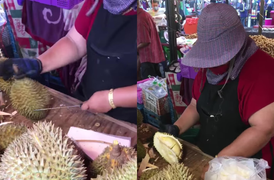 Đã mắt xem cách bổ sầu riêng của người Thái Lan