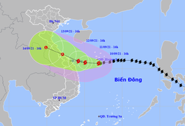 Bão số 5 giật cấp 13, cách Quảng Trị - Quảng Nam 380km