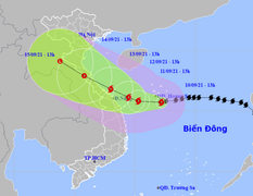 Bão số 5 có thể giật trên cấp 12, hướng vào các tỉnh Quảng Trị - Quảng Nam