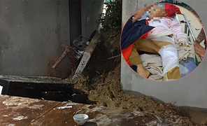 Hà Tĩnh: Mưa lớn nhiều ngày, đất đá đổ sập nhà dân, 2 cháu nhỏ bị thương