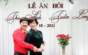 Vân Dung mặc áo dài, e ấp bên Quang Thắng trong 'lễ ăn hỏi'