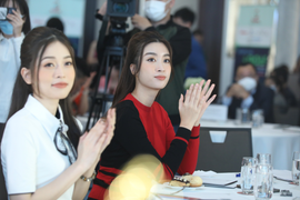 Dàn Hoa hậu, Á hậu Việt Nam rạng rỡ trong họp báo Tiền Phong Golf Championship