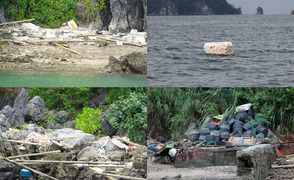 Ảnh: Rác thải đại dương trôi dạt khắp nơi trên vịnh Bái Tử Long, Quảng Ninh