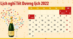 Tết dương lịch 2022 được nghỉ mấy ngày?