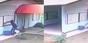 Tên trộm tội nghiệp hẫng hụt sau khi phá cửa 