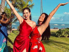 Diện váy đỏ, Đỗ Thị Hà nổi bật giữa nhóm thí sinh ở Miss World