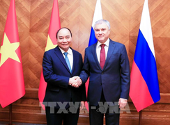 Chủ tịch nước Nguyễn Xuân Phúc hội kiến Chủ tịch Duma Quốc gia Nga