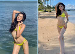 Đỗ Thị Hà khoe dáng nóng bỏng với bikini ở biển Puerto Rico