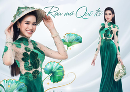 Fan thích thú khi Đỗ Thị Hà tung bộ ảnh 'áo dài rau má'