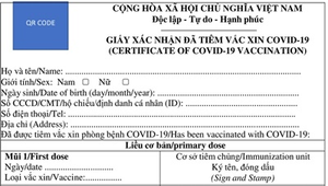 Giấy xác nhận tiêm vaccine COVID-19 mới có chỗ xác nhận cho 7 mũi tiêm