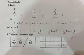 Học sinh làm phép tính 2 + 1 > 1 bị giáo viên chấm sai, phụ huynh hoang mang
