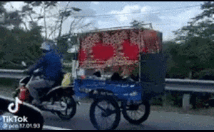 'Xe giường nằm’ tự chế của ông bố chở vợ con trở lại thành phố gây xôn xao