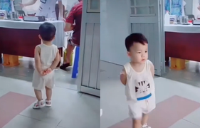 Cậu bé khệnh khạng 'thị sát' phòng khám rồi khóc ngằn ngặt khi bị tiêm