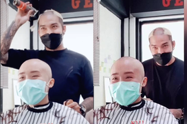 Đang làm cho khách, thợ tóc bỗng cầm tông đơ tự cạo đầu khiến cô gái bật khóc