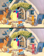 Đố bạn tìm 5 điểm khác biệt trong 2 bức tranh về Bạch Tuyết