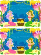 Tìm 3 điểm khác nhau trong hai bức tranh về nàng tiên cá