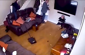 Chú chó bị chổi lau nhà doạ sợ hết hồn, đồ đạc tan nát