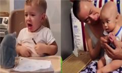 Các bé sợ hết hồn, khóc toáng khi bị thú bông dọa