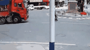 Video: Cảnh sát tóm gọn người đàn ông nằm ăn vạ trước đầu xe tải