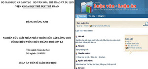 Luận án tiến sĩ phát triển cầu lông cho công chức thành phố Sơn La gây xôn xao