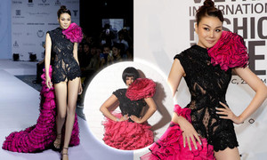 Thanh Hằng khoe chân dài 1m12, nổi hơn cả Hoa hậu Hoàn vũ 2021